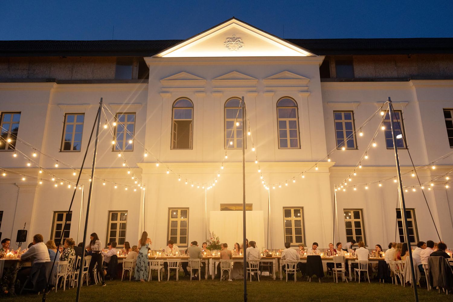 Outdoor ceremony at VillaBogArT wedding estate near Lake Balaton