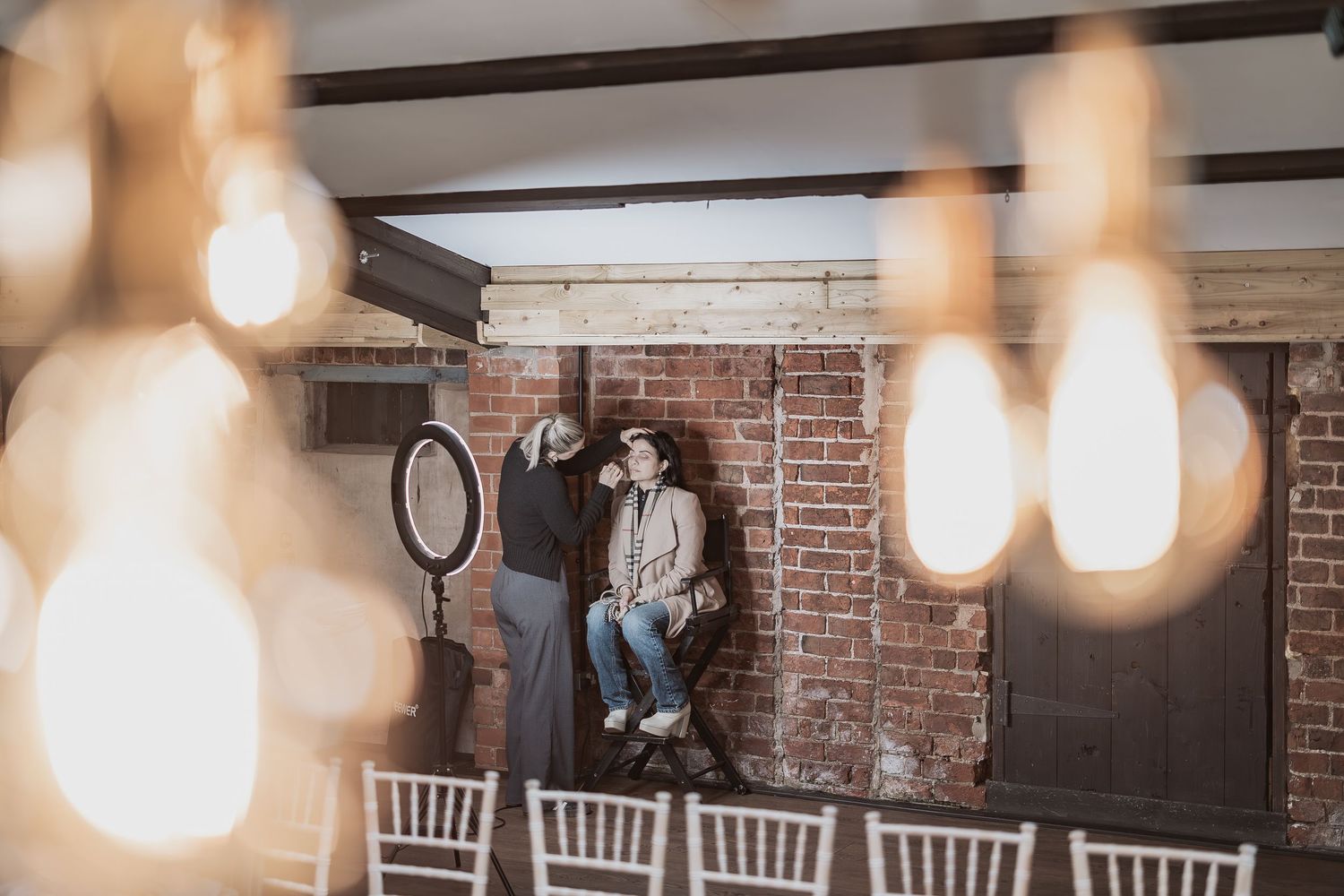 Bridal makeup at Deighton Lodge.