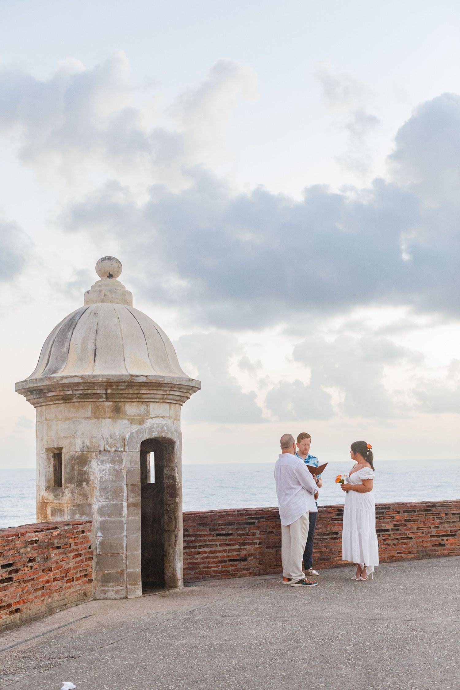 Wedding portrait. Garita at Castillo San Cristóbal in Old San Juan, Puerto Rico.
