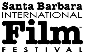 Black and white text logo for Santa Barbara International Film Festival with stylized lettering design.