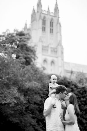 A romantic couple shares tender moments at the national cathedral in washington dc at a milestone session