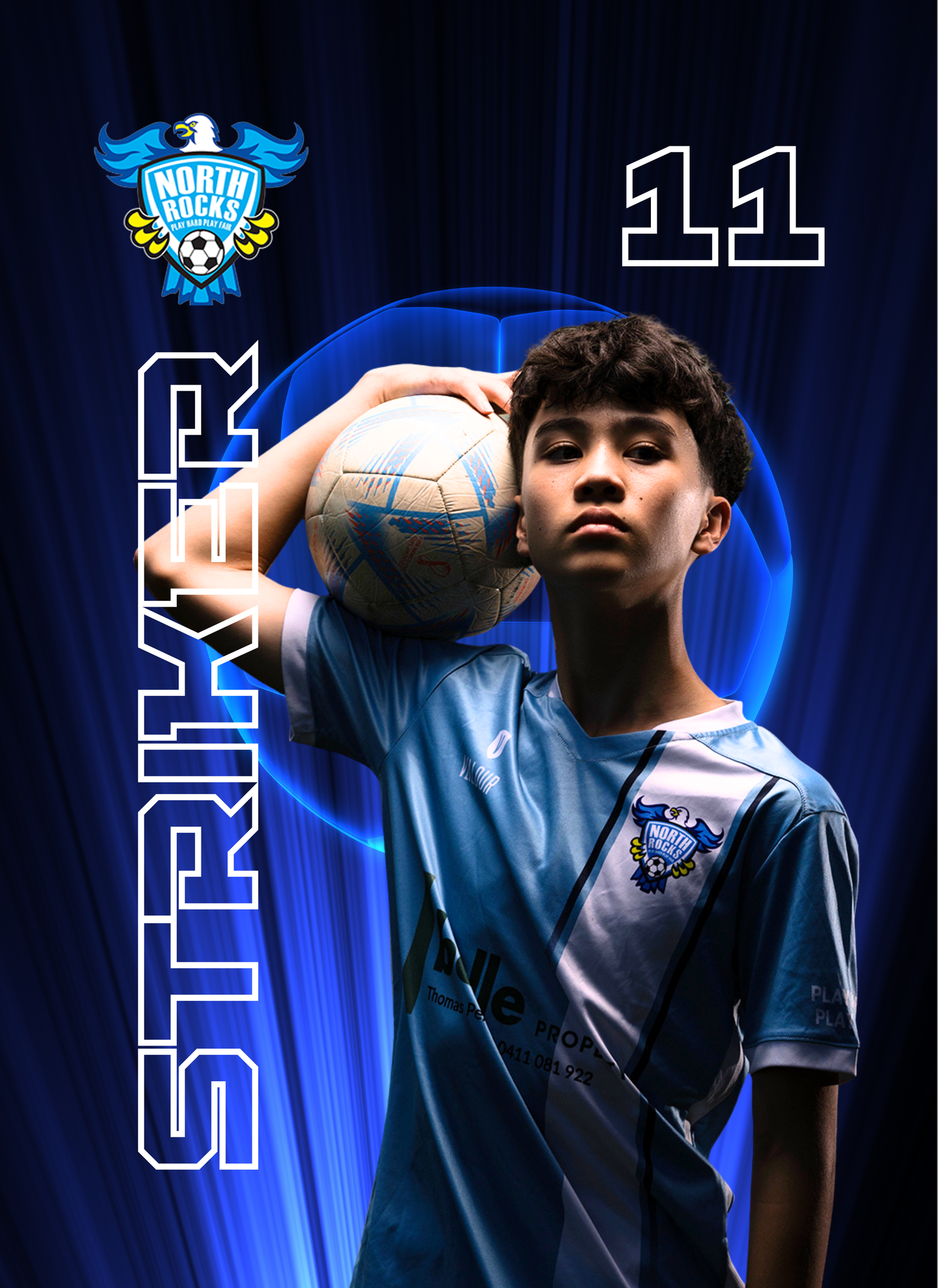 Custom sports trading card for junior soccer player