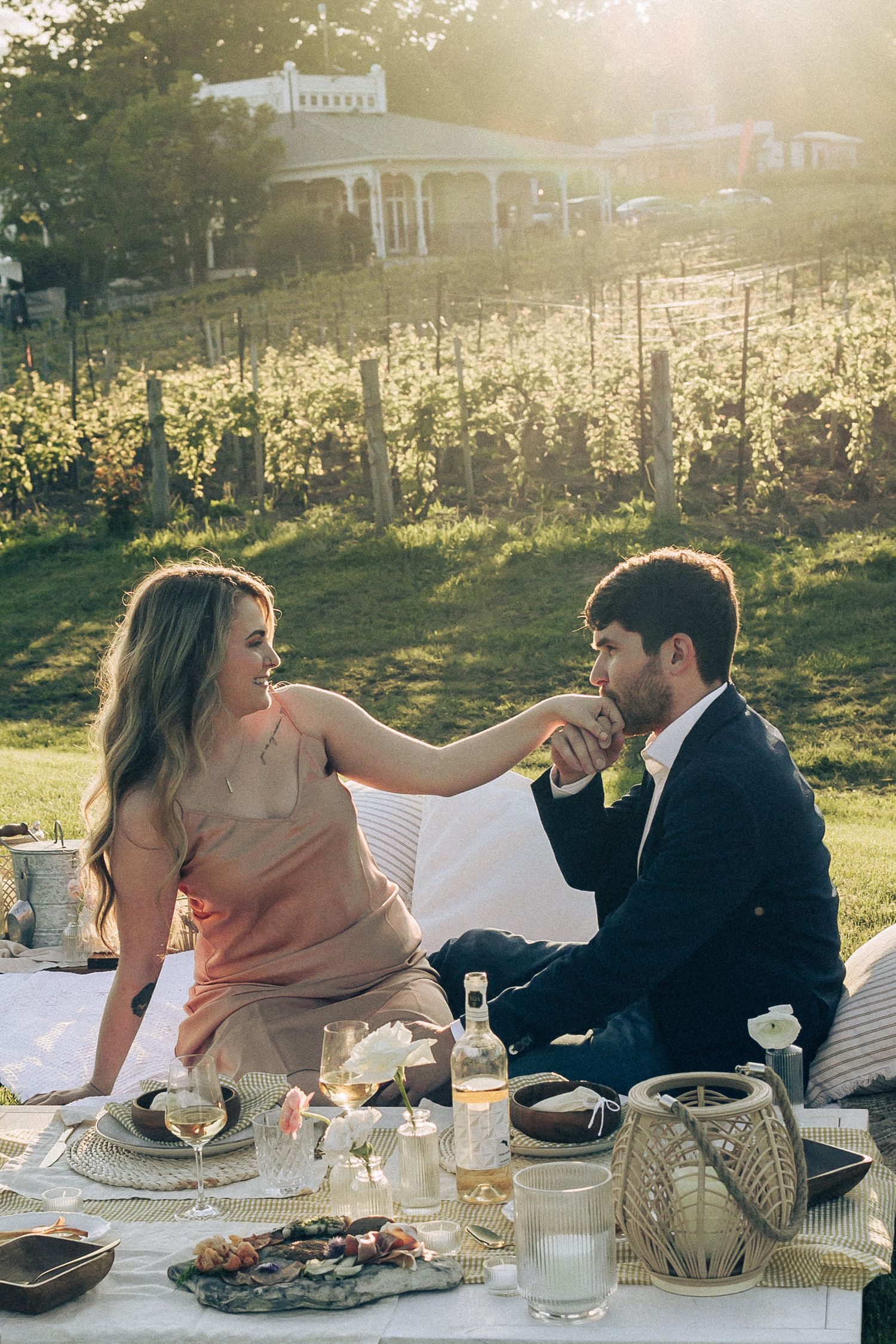 Vineyard elopement in late Spring. Documentary style photography