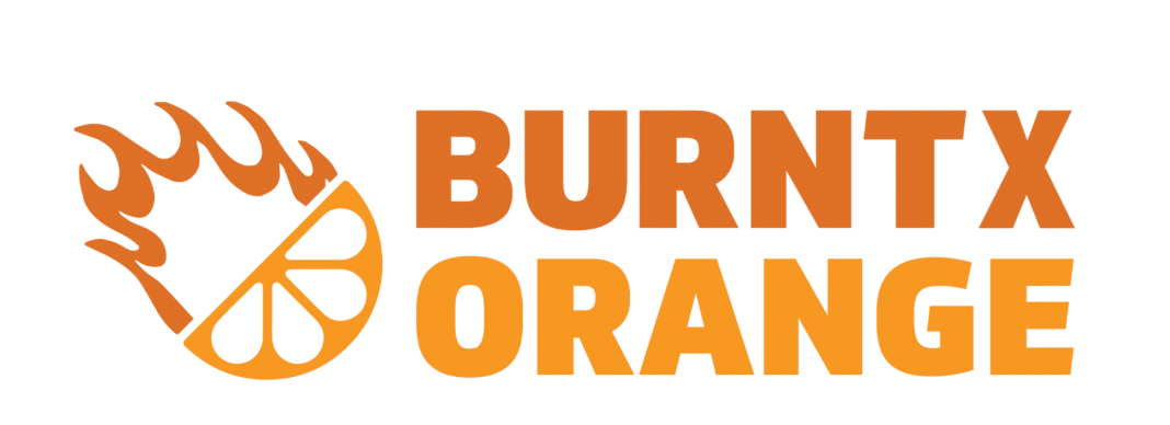 Burnt X Orange logo in orange with flame basketball design.