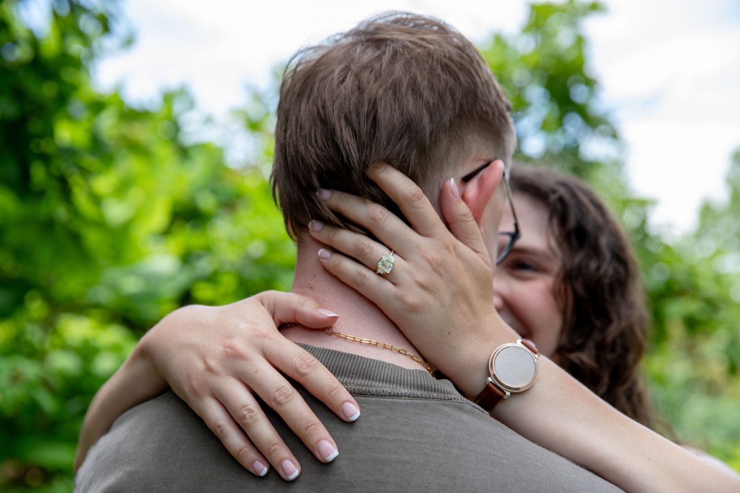 Surprise proposal at the Cincinnati Zoo, candid engagement photography moment with romantic couple, emotional engagement session at zoo sett