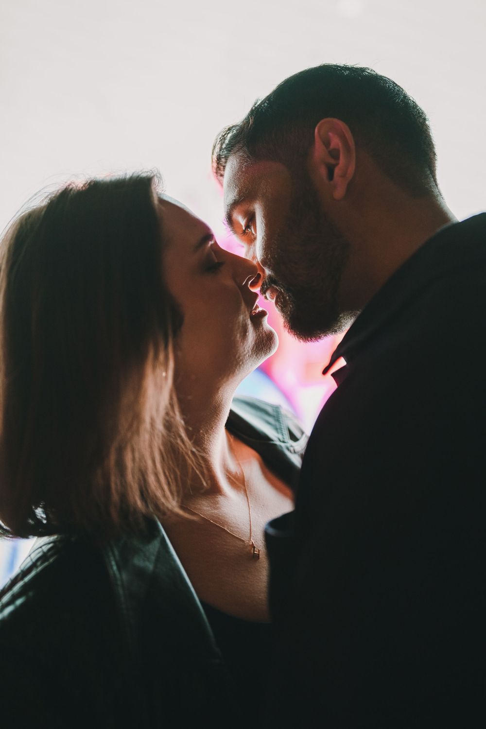 Edgy, moody engagement photos in Chinatown, Washington DC.