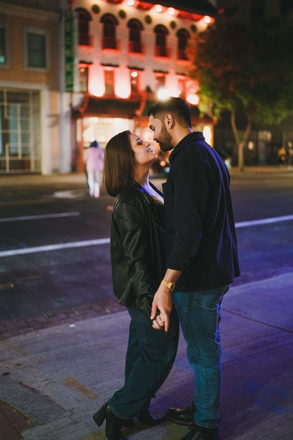 Edgy, moody engagement photos in Chinatown, Washington DC.