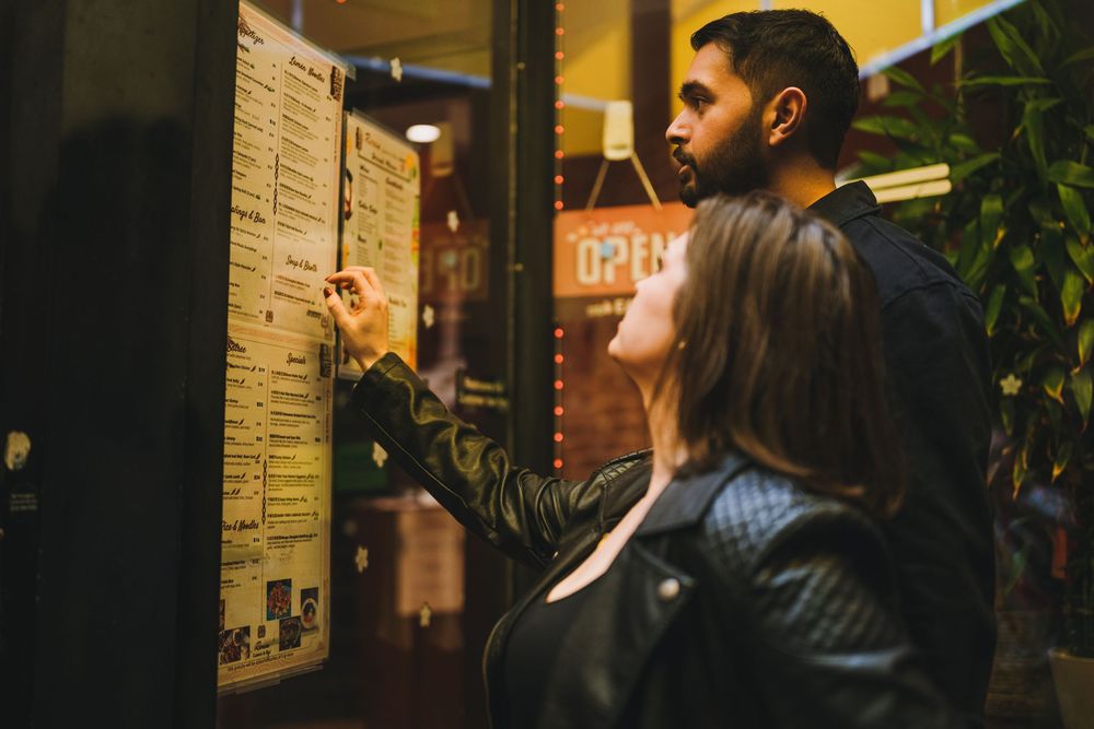 Edgy, moody engagement photos in Chinatown, Washington DC.