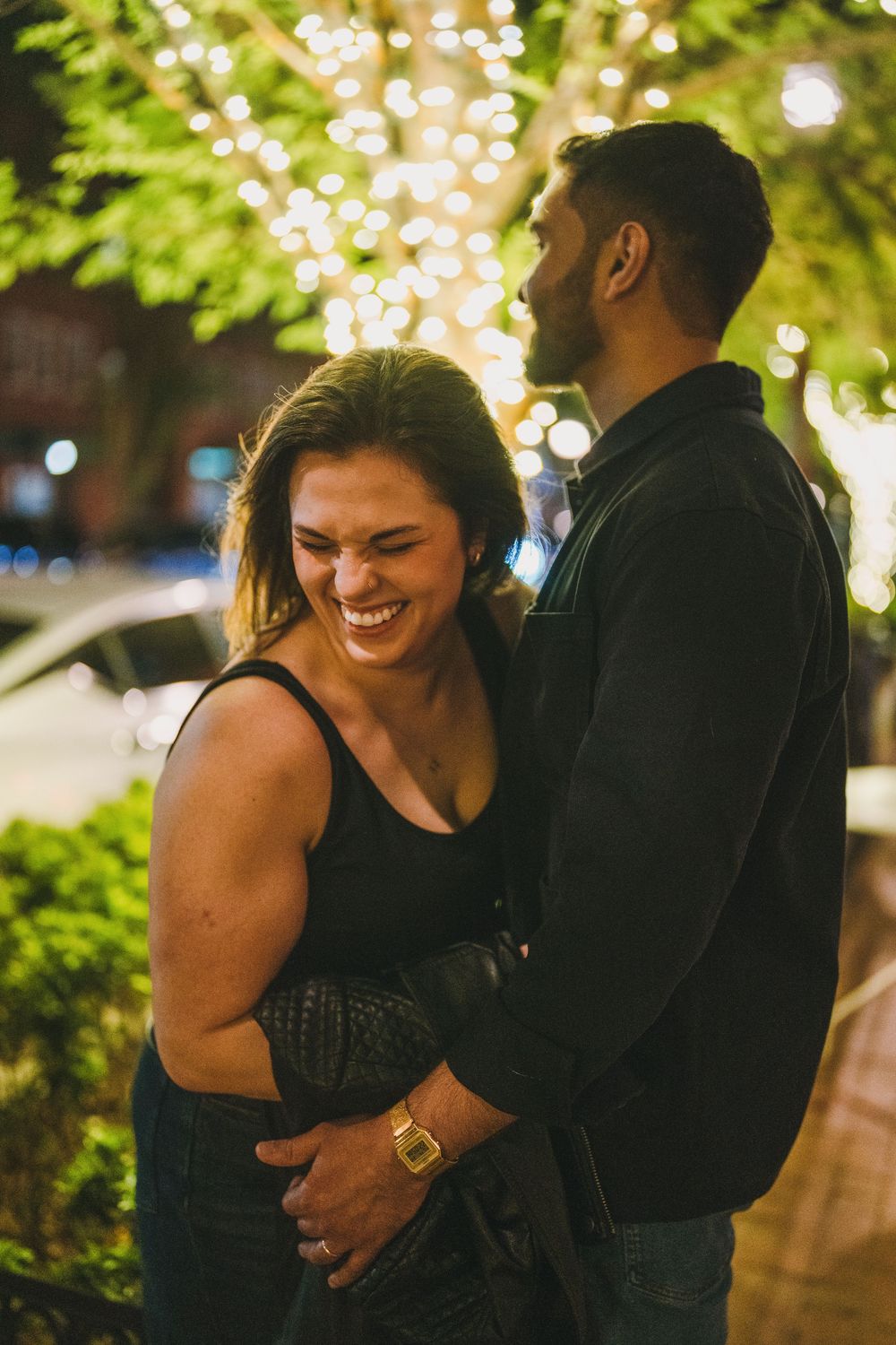 Edgy, moody engagement photos in Chinatown, Washington DC.