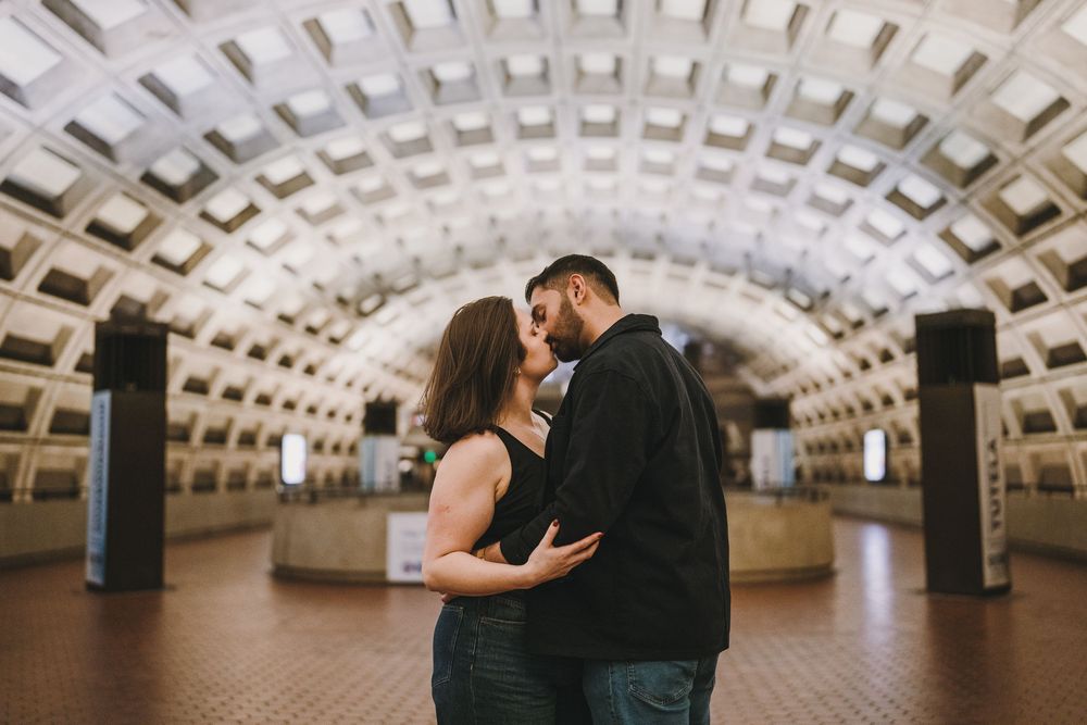 Edgy, moody engagement photos in Chinatown, Washington DC.