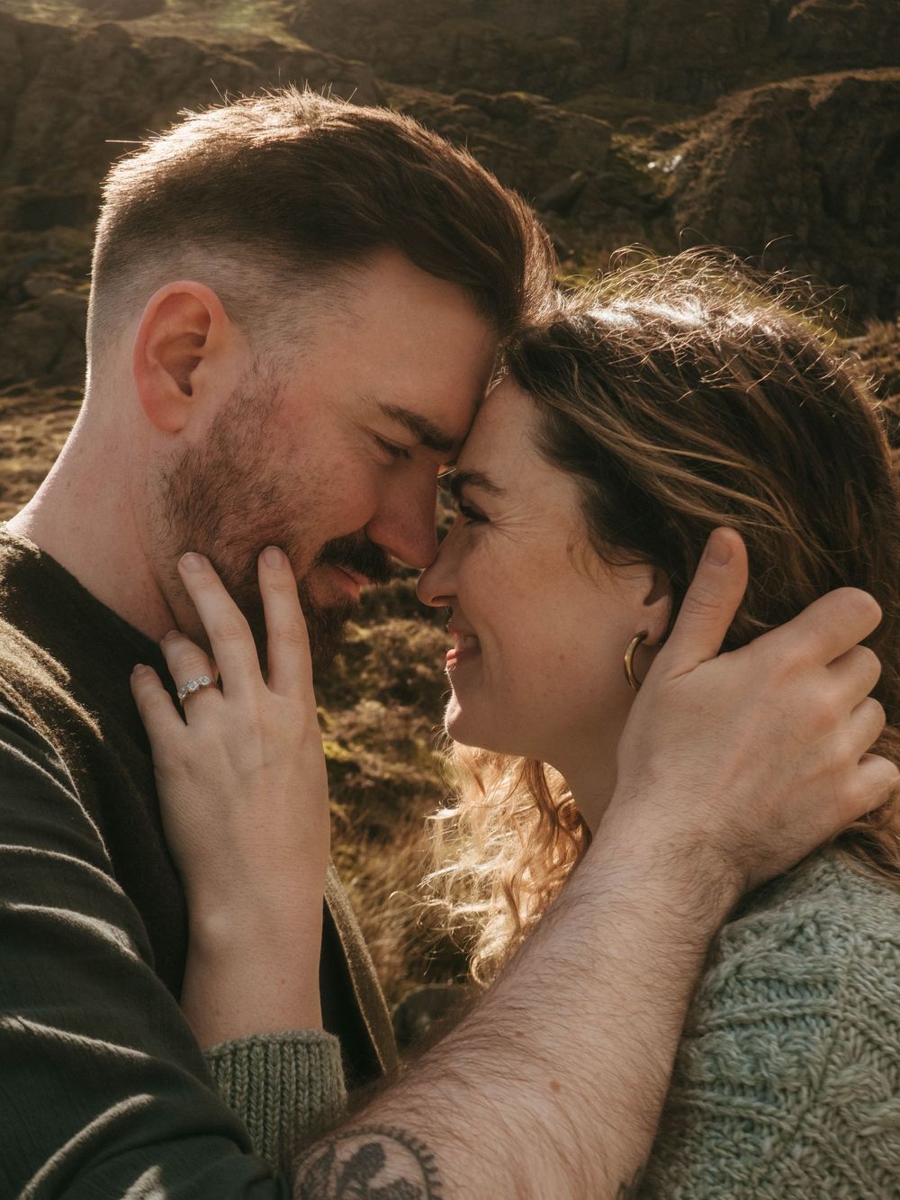 close out of couple just before sharing a kiss