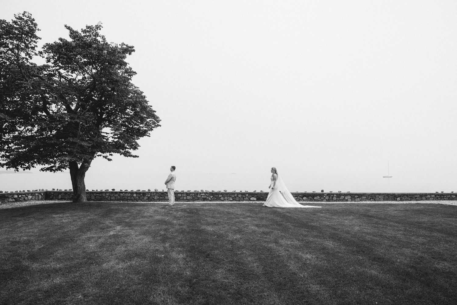 Bride and groom sharing a moment at the Ny Botanical Gardens