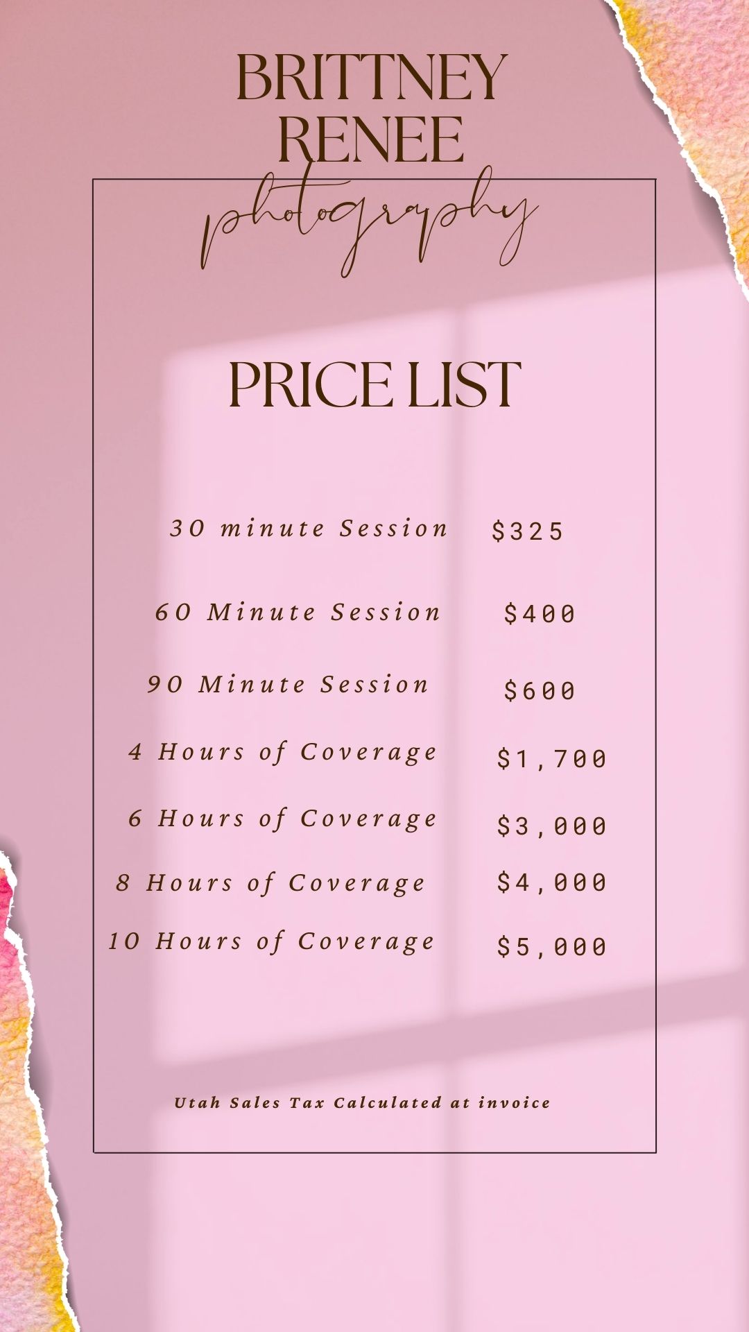 Detailed instructions for booking photography services with contact information and services offered.best photographer in southern utah stg