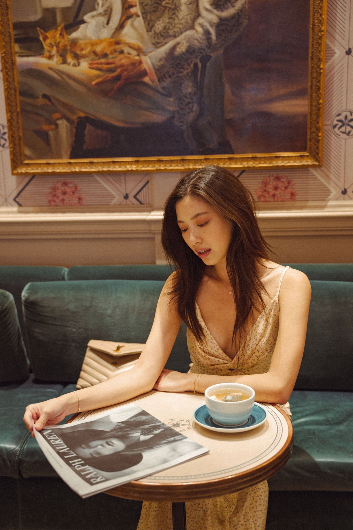 Beautiful woman portrait in a café, showcasing cinematic and aesthetic photography, capturing intimate moments and emotions