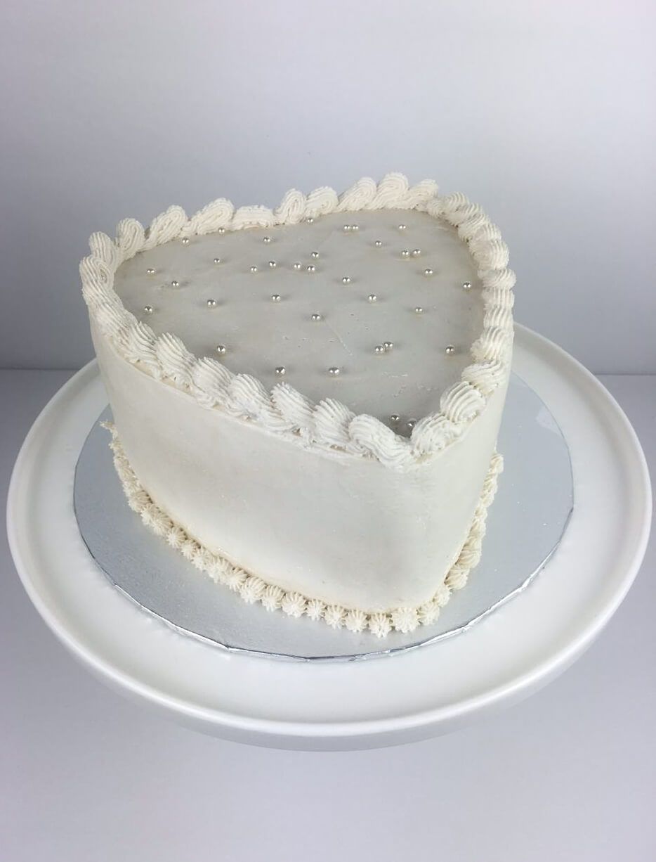 Heart shaped vanilla cake with butter cream icing baked and delivered by Flourish bakery in Howick South Africa