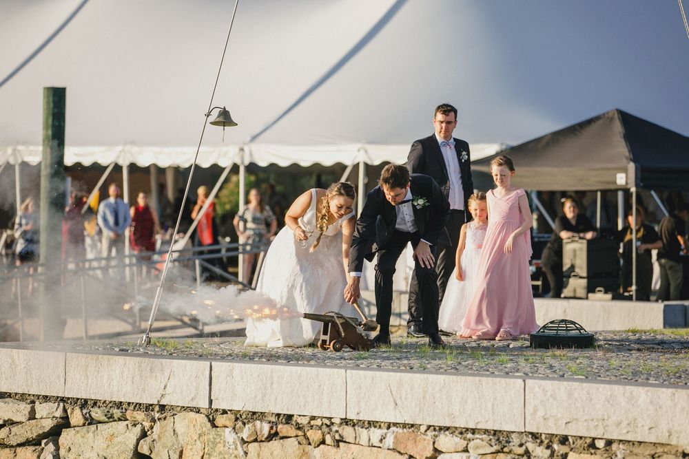 Canon Firing Bristol Harbor, RI Wedding Photographer