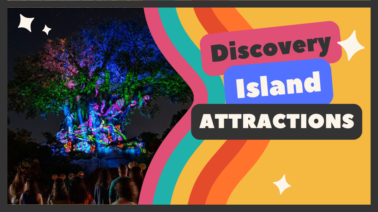 Colorful rainbow stripe design on exhibition display panel banners with text overlays and star accents.