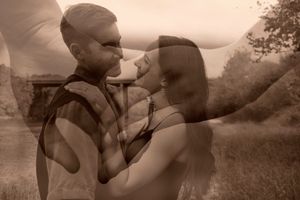 A series of sepia-toned photographs showing a person performing a backflip sequence in a natural outdoor setting.