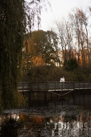couple session at sunset in autumn at the groynes, Christchurch