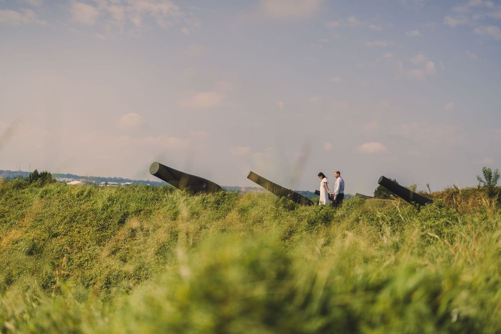 Engagement photo in Fort McHenry in Baltimore, MD.