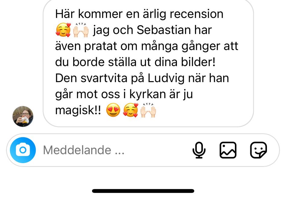 Fantastisk recesnion från ett av mina brudpar som tycker att jag borde ställa ut mina bilder.