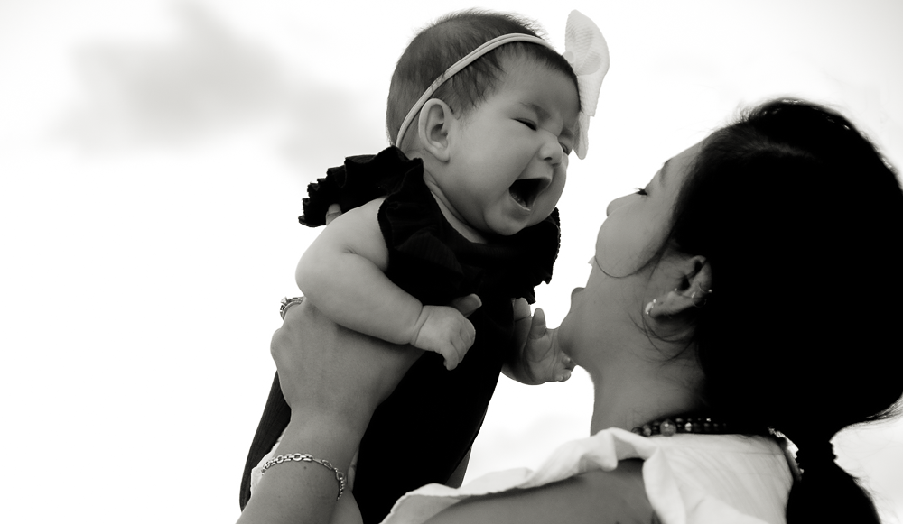 family photo session, baby and mother session black and white photography