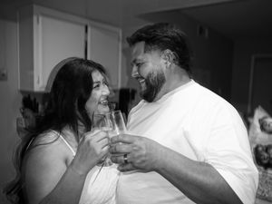 Black and white photo series showing tender moments between a couple.