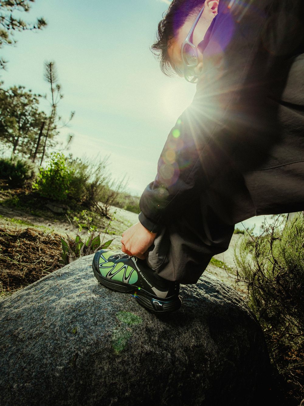 Salomon XT-Whisper shoes in Black Iced Aqua