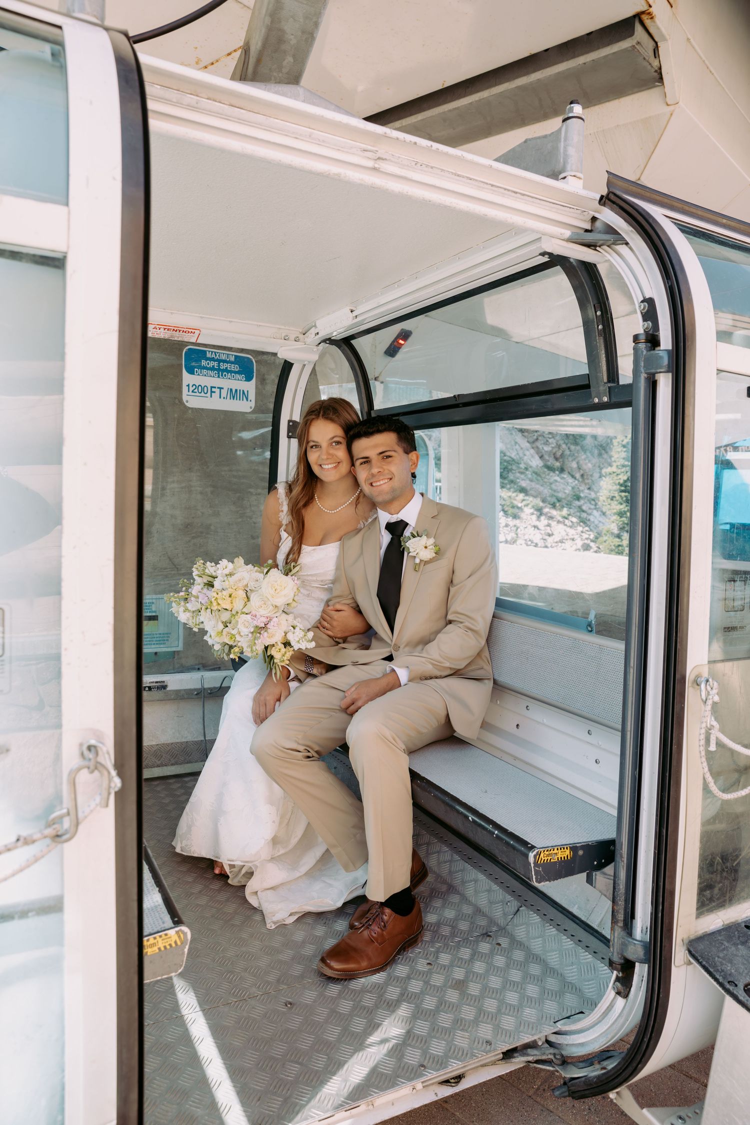 Utah wedding photographer capturing mountain gondola ski resort snow basin photos