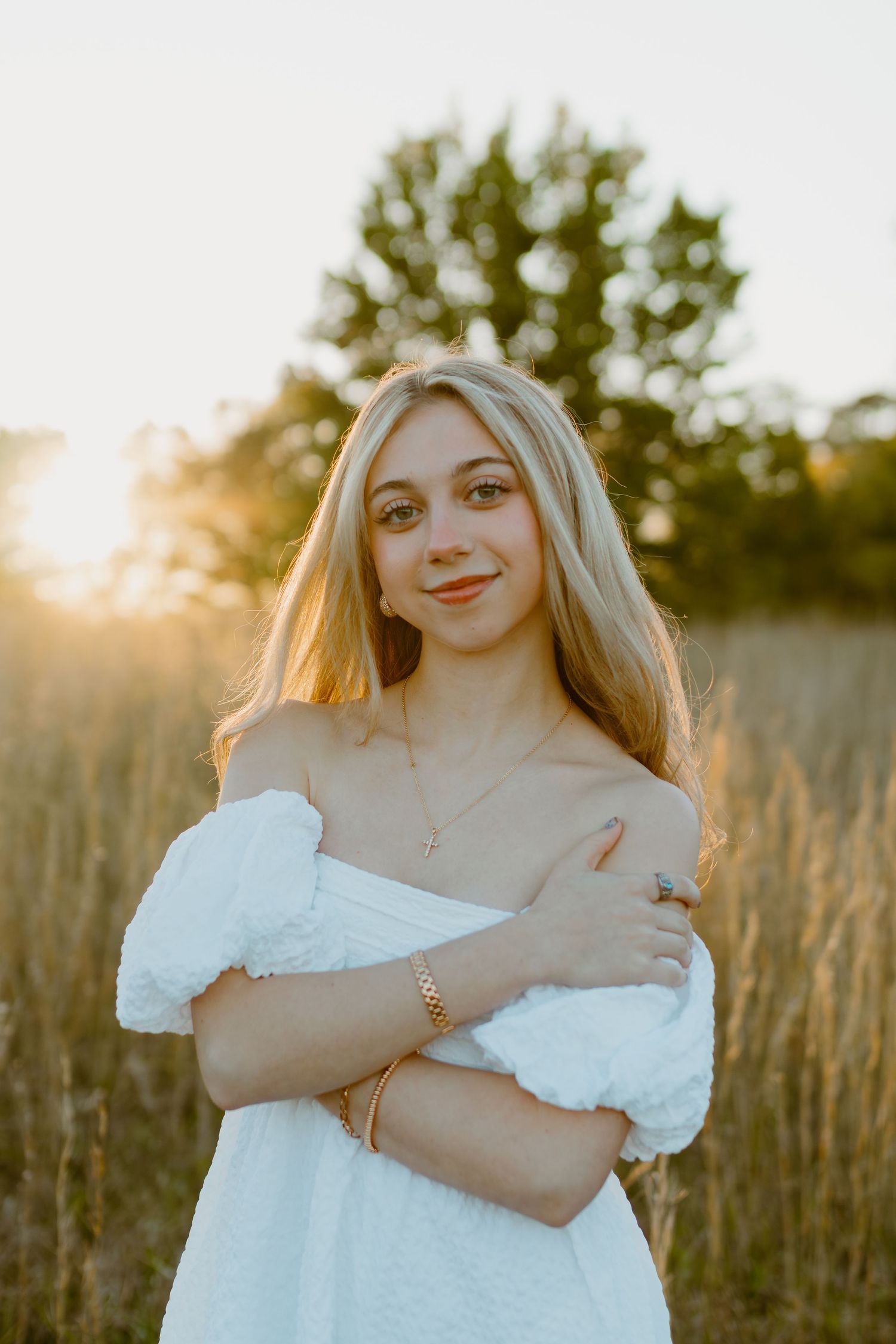 Spartanburg South Carolina and Greenville Portrait Photographer Senior Photos in Field during golden hour