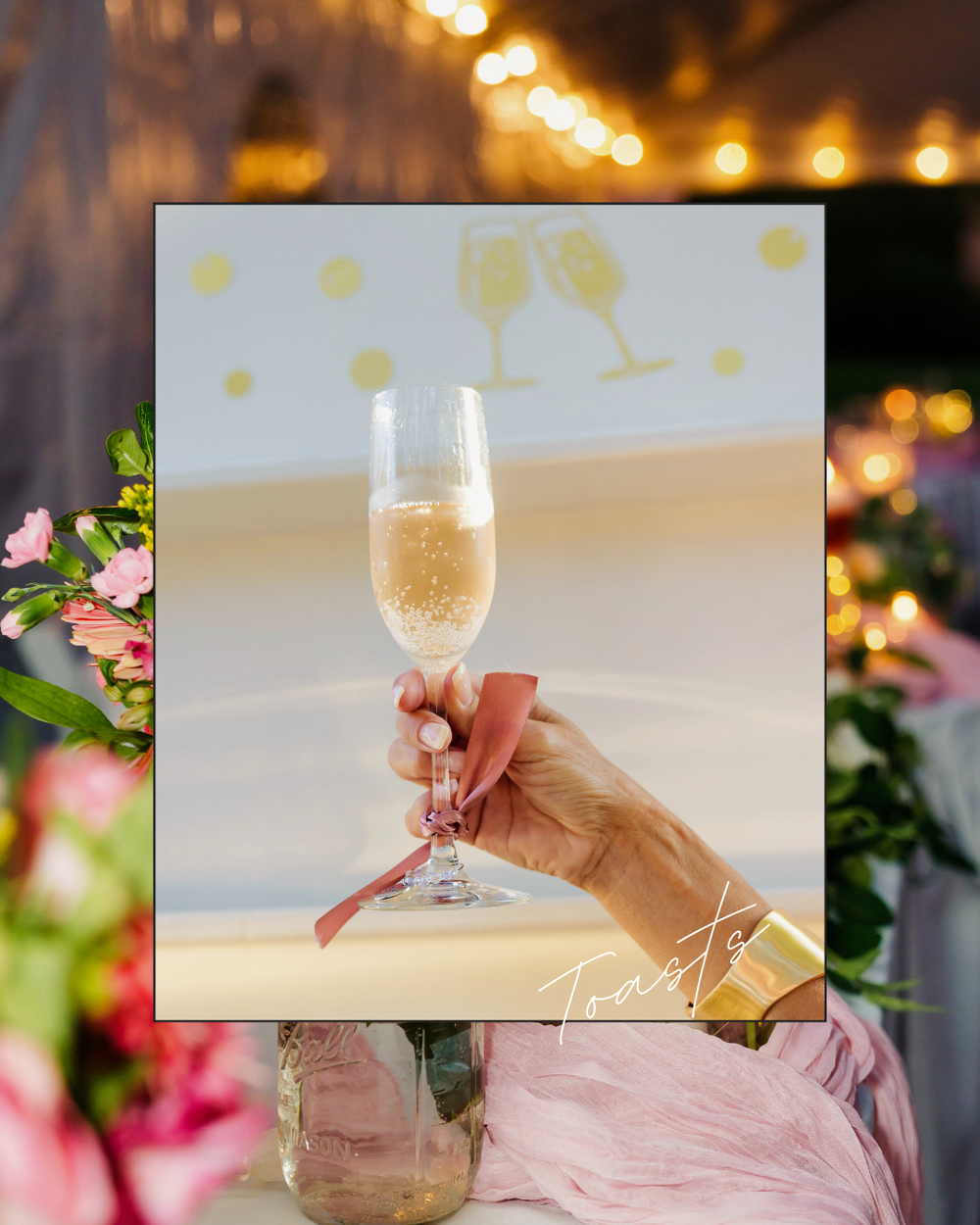 Cheers! Toasts at reception at a Cincinnati Ohio wedding venue. Cincinnati wedding photographer