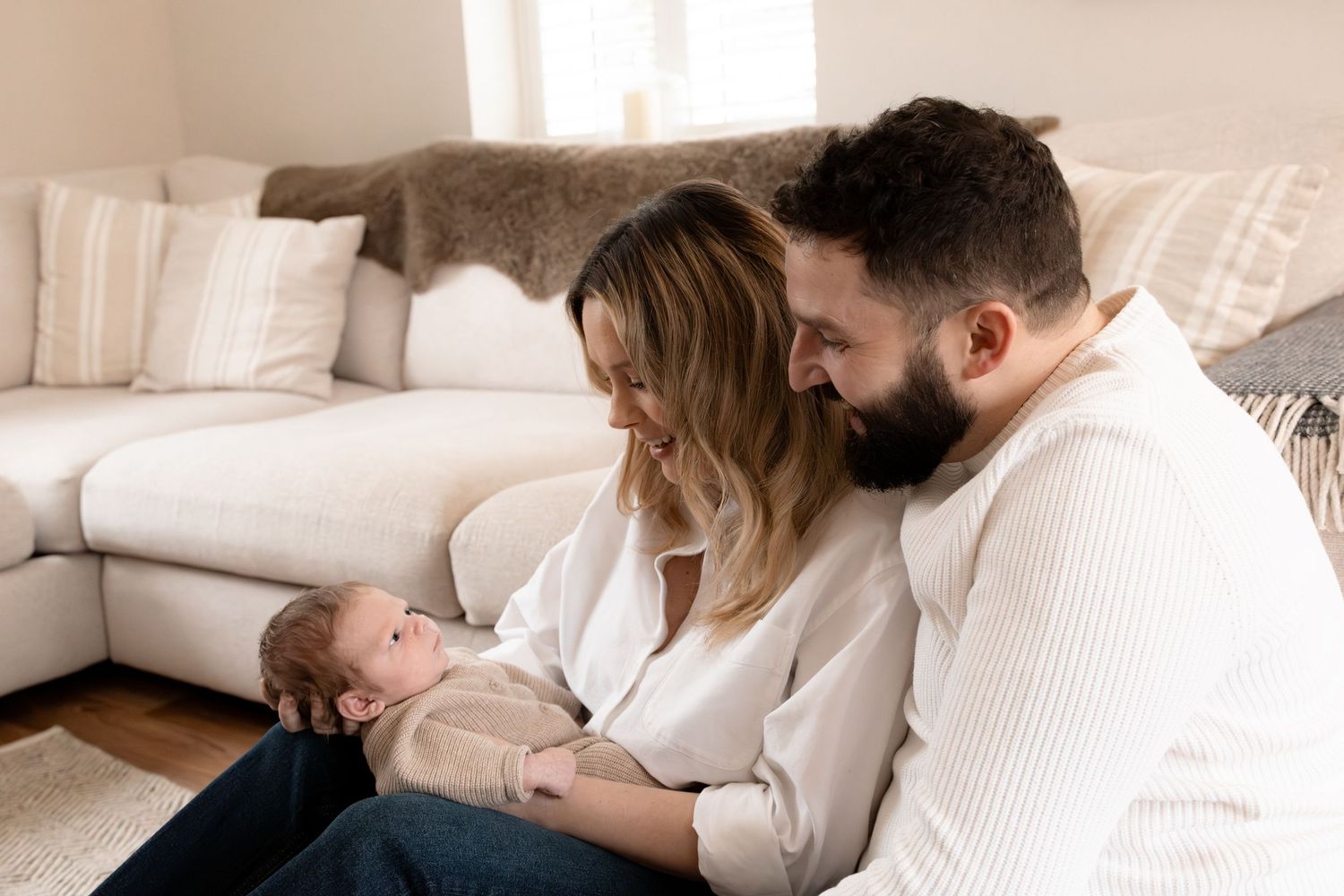Natural light family photography in neutral color palette. Photography in Buckinghamshire.
