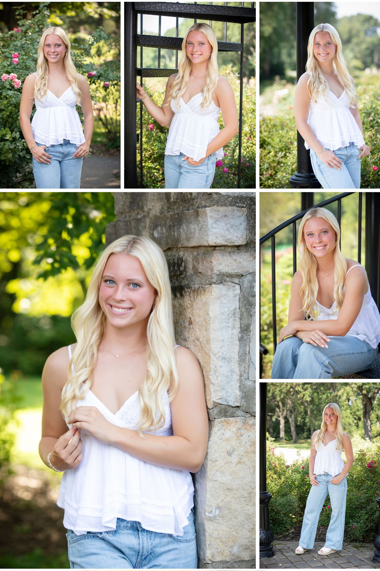 Dublin Coffman senior pictures at Park of Roses.  Senior pictures in the park.  Floral senior pictures. Park of Roses senior pictures.