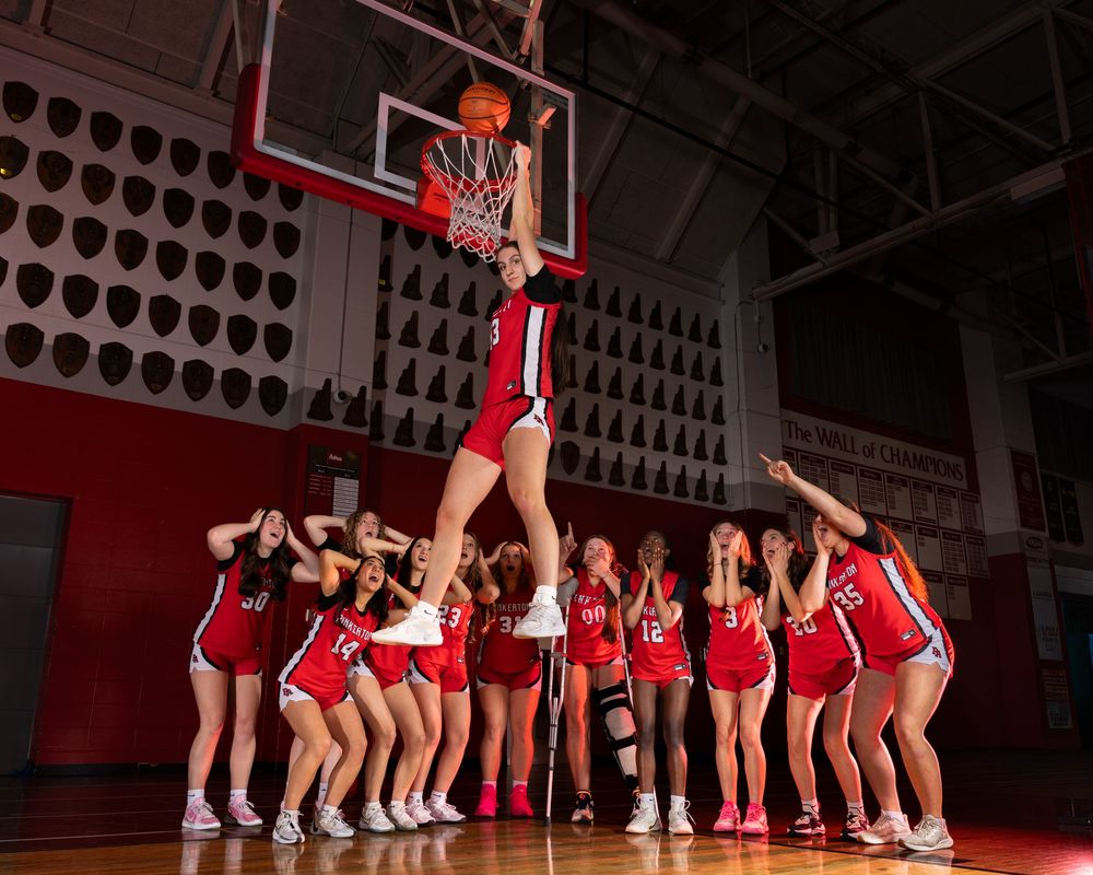 Pinkerton Academy Astros girls Basketball Fv3 Media sports photography Media Day photoshoot and creative portrait session in New Hampshire