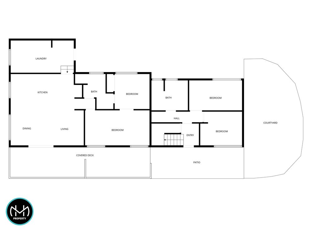 Detailed architectural floor plan showing multiple rooms and spaces with dimensions and layout markings.
