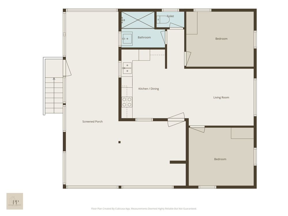 Architectural floor plan showing multiple rooms with labeled spaces and dimensions on a beige background.