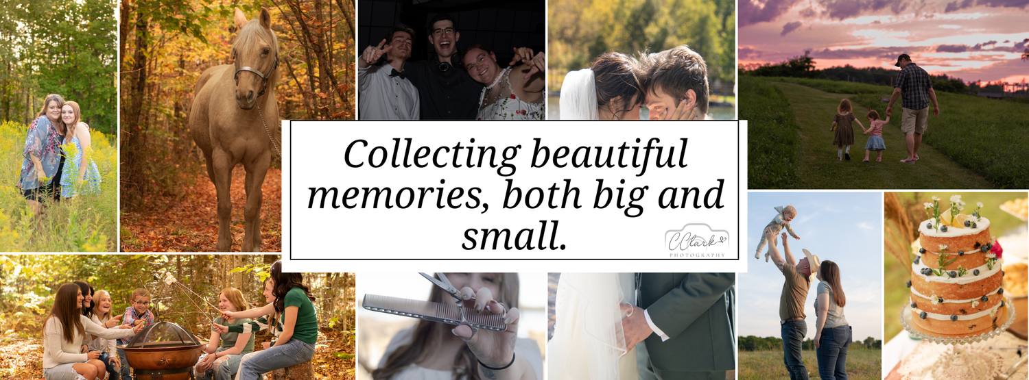 A collage of family and couple photos with the text Collecting beautiful memories, both big and small.