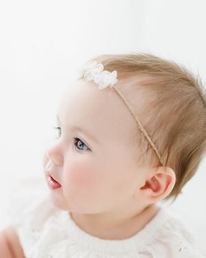 baby details during milestone session at the studio in Denver Colorado