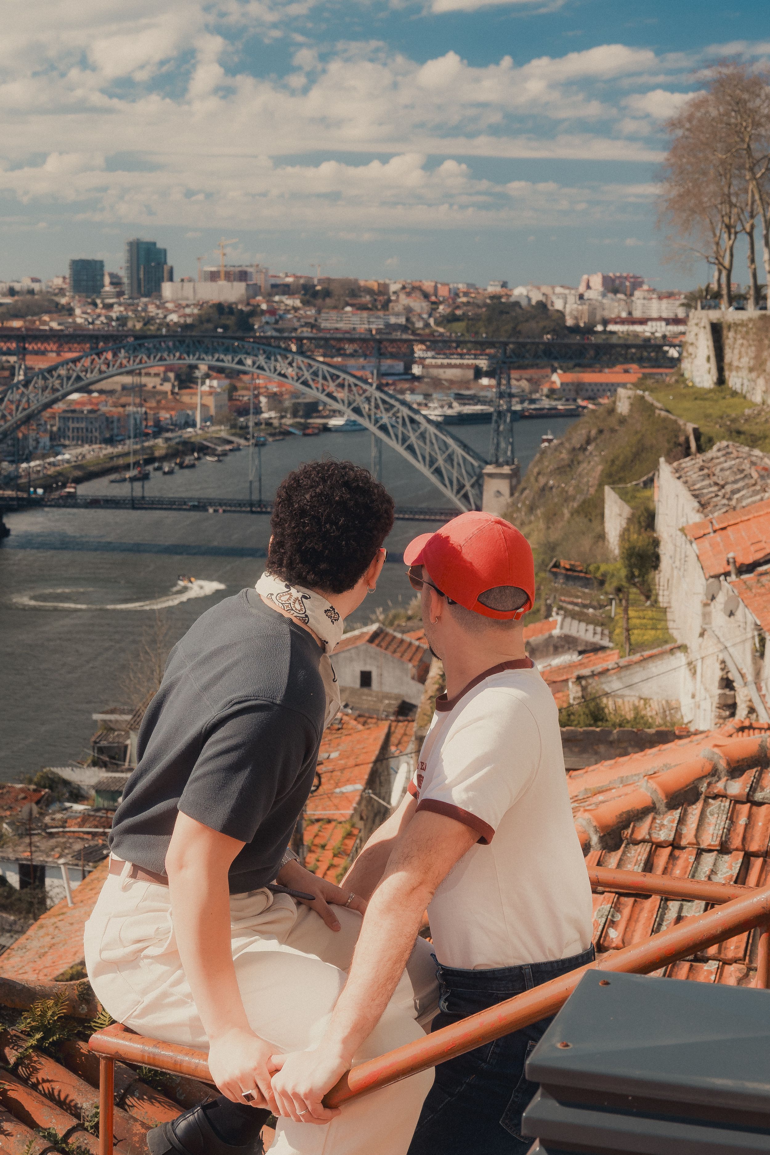 Panoramic views of Porto from a hilltop viewpoint overlooking the river and iconic bridge.