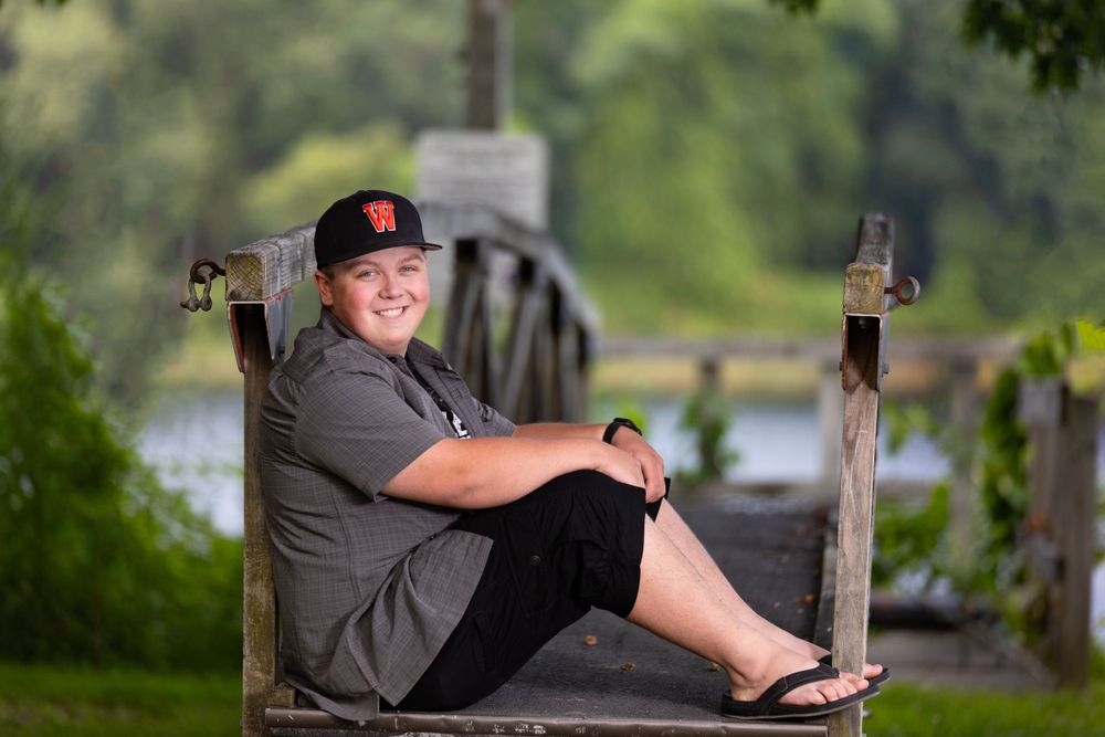 Senior portrait in Hallowell Maine overlooking the river.