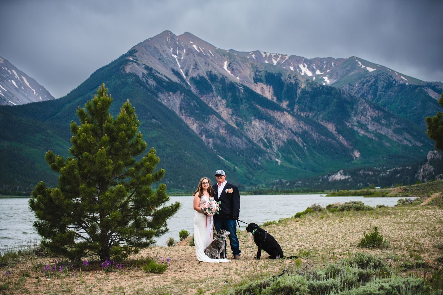Twin lakes elopement with dogs