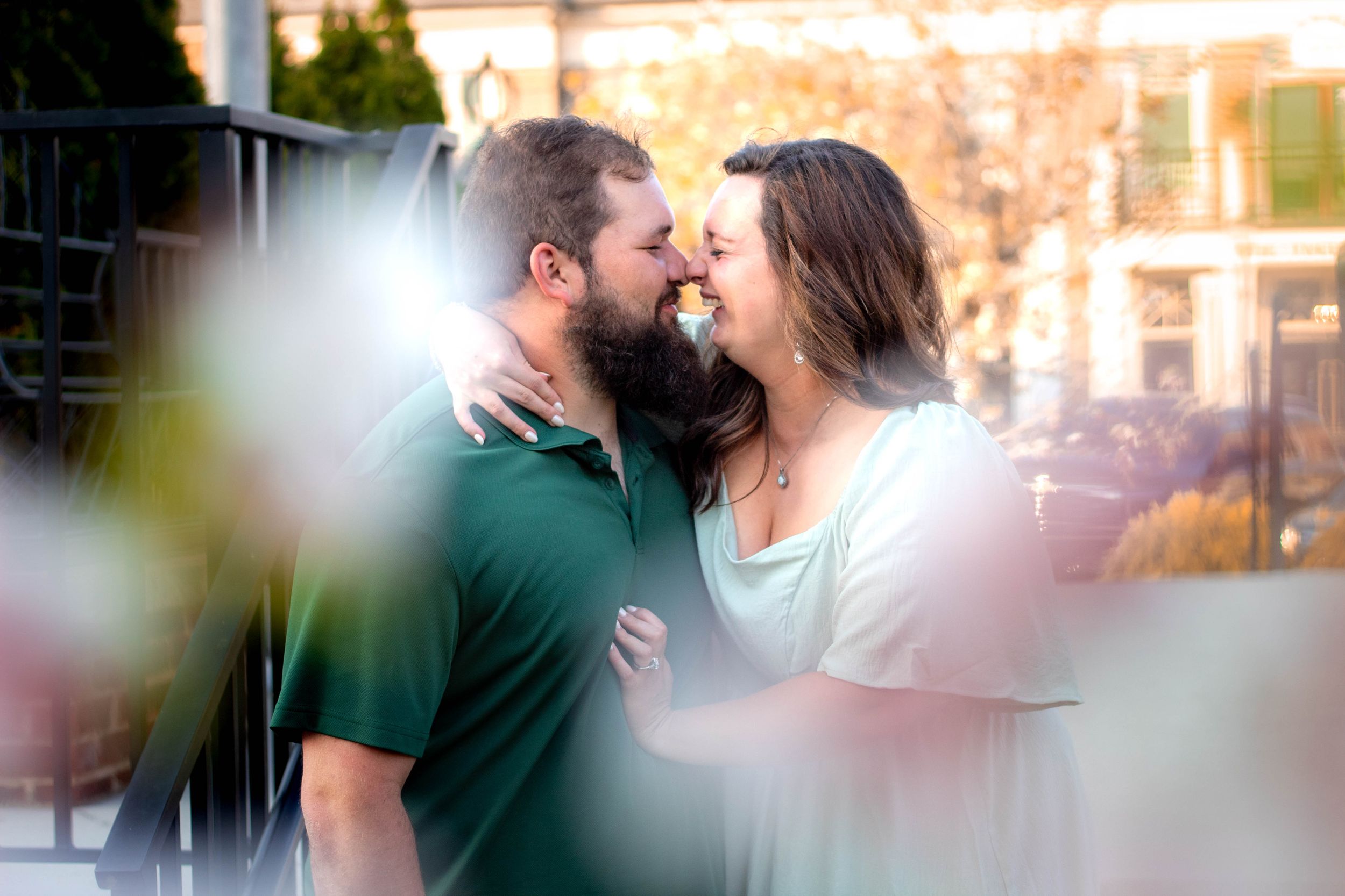 couple smiling at engagement photo session with tay portraits the best Chattanooga wedding photographer