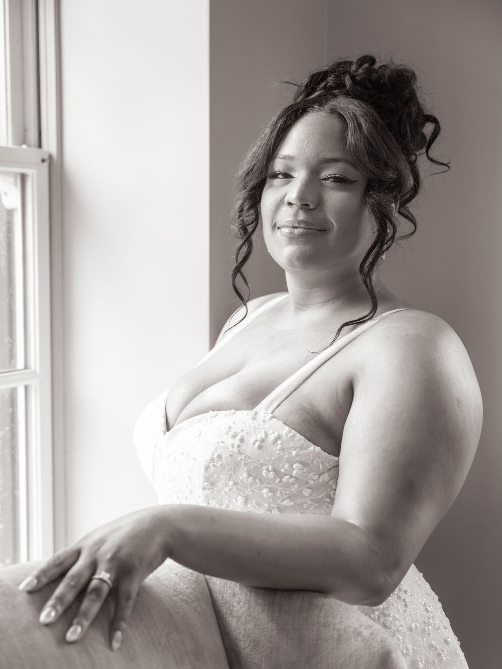a pretty bride getting ready for her wedding ceremony.