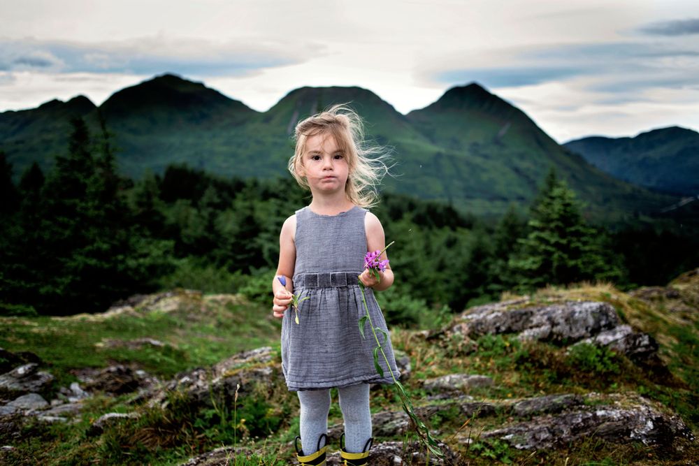 girl on a mountain top