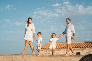 a family walking together in Ses Salines, Mallorca