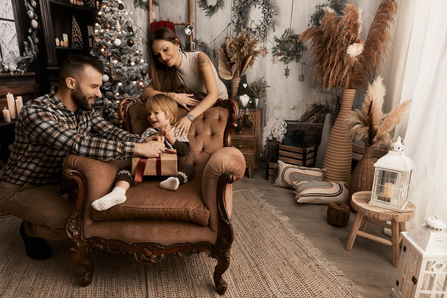fotografia di famiglia a bruino torino - tema natale in stile boho