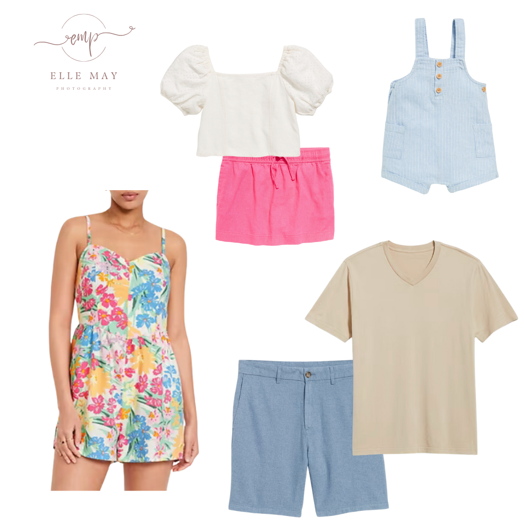A casual summer style board for a family session at-home.
