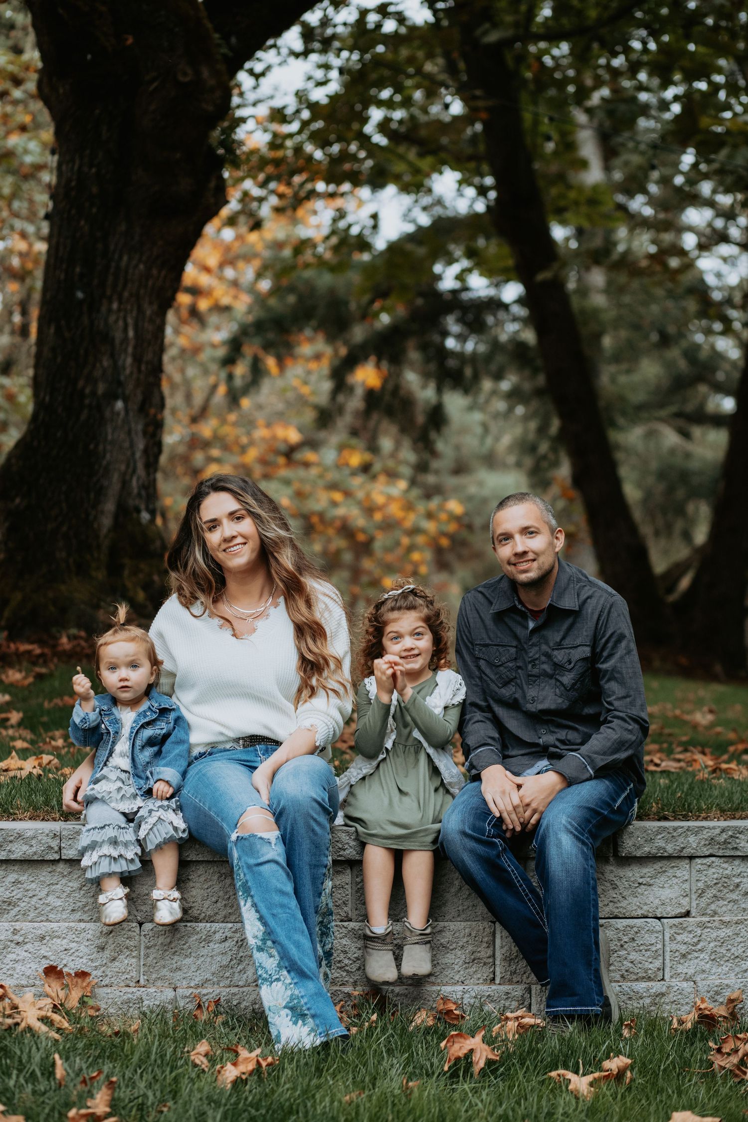 family photo with children and kids outdoors