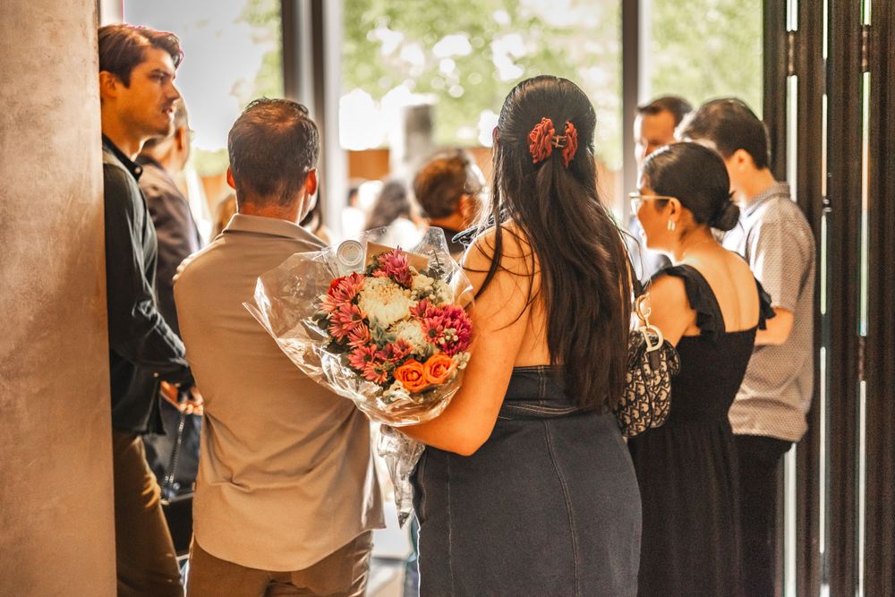 Family getting ready to surprise the bride-to-be