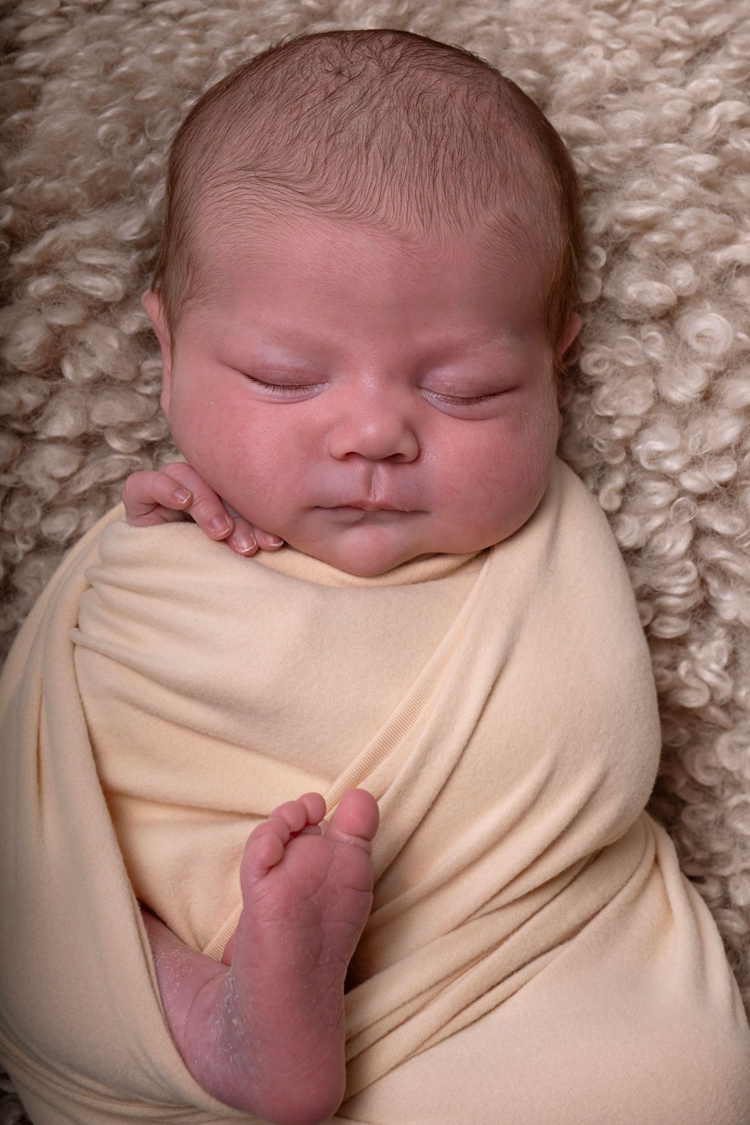 Wrapped newborn baby portrait — in-home newborn photography near Devizes